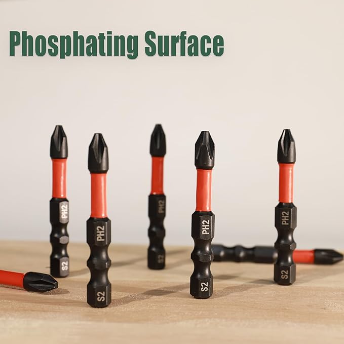 Impact #2 Phillips Screwdriver Bit Set, 10 Pieces 2??S2 Steel Magnetic PH2 Tips Driver Power Bit Set with Organizer Case