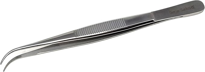 Lab Tweezers High Precision Forceps, 6" (15.2 cm), Fine Strong Curved Point tweezers, Stainless Steel