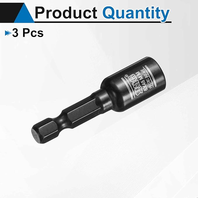 HARFINGTON 3pcs Nut Driver Drill Bit 8mm Metric Socket 1/4" Hex Shank 2" (50mm) Long Magnetic 6-Point Sockets Quick Change CR-V Steel Bolt Setters for Power Drill Drivers