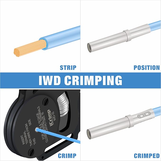 IWISS iCrimp KIT-DC02 Wire Crimping Tool Kit for Deutsch Connectors and Weather Pack Terminals with Connector Removal Tools