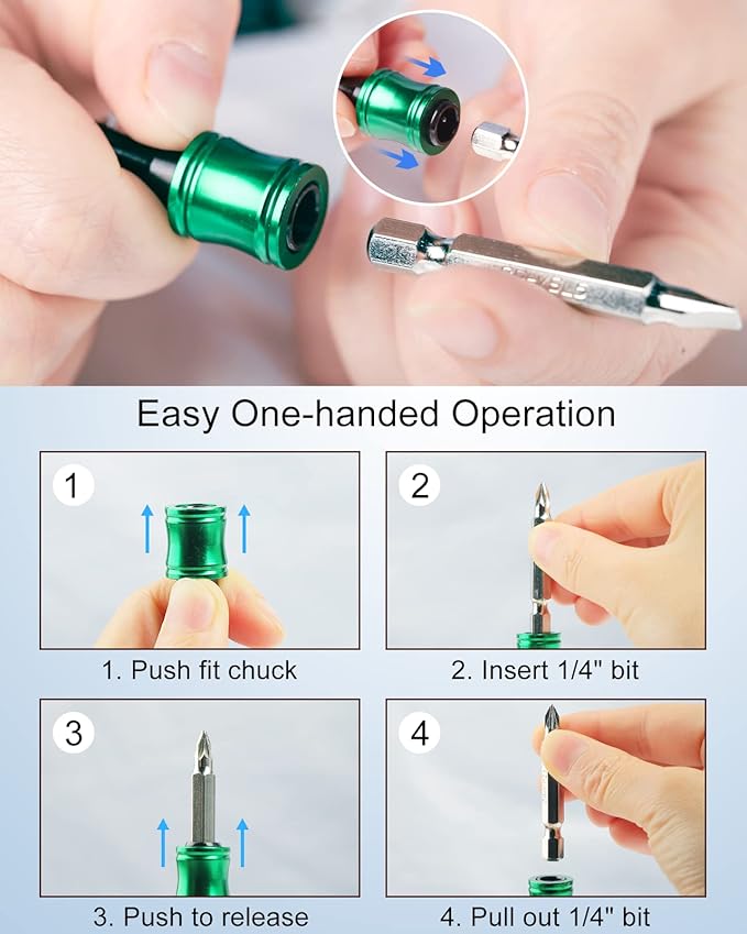 katerk 6pcs 1/4 inch Hex Shank Aluminum Alloy Screwdriver Bits Holder 8 Sets, Light-weight Quick-change Extension Bar Keychain Drill Screw Adapter Change Portable竊? Colors With Black Carabiner)
