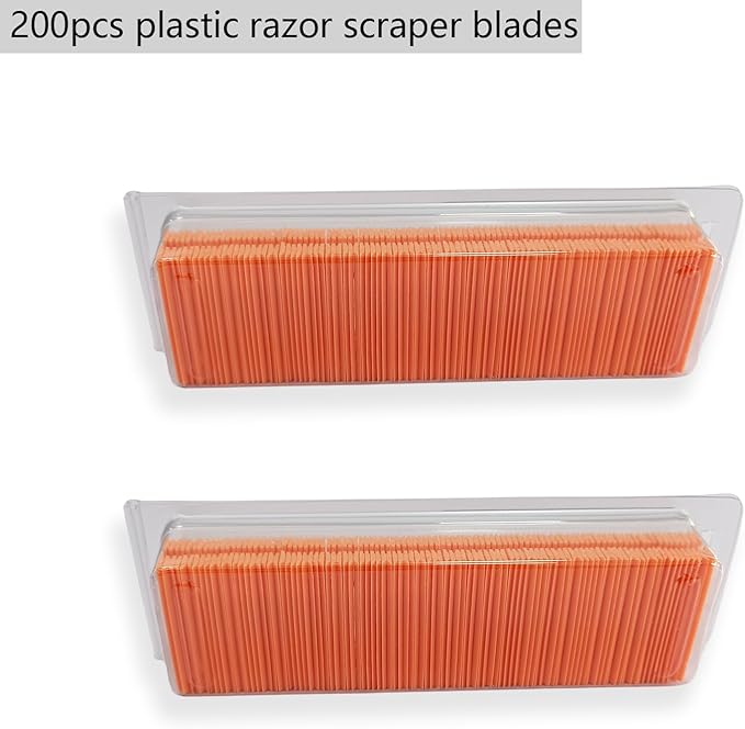 200Pcs Plastic Razor Blades Double Sided Blades for 1.5 Inch Razor Blade Scraper,Plastic Blades for Removing Stickers,Label,Decals,Adhesive,Glue