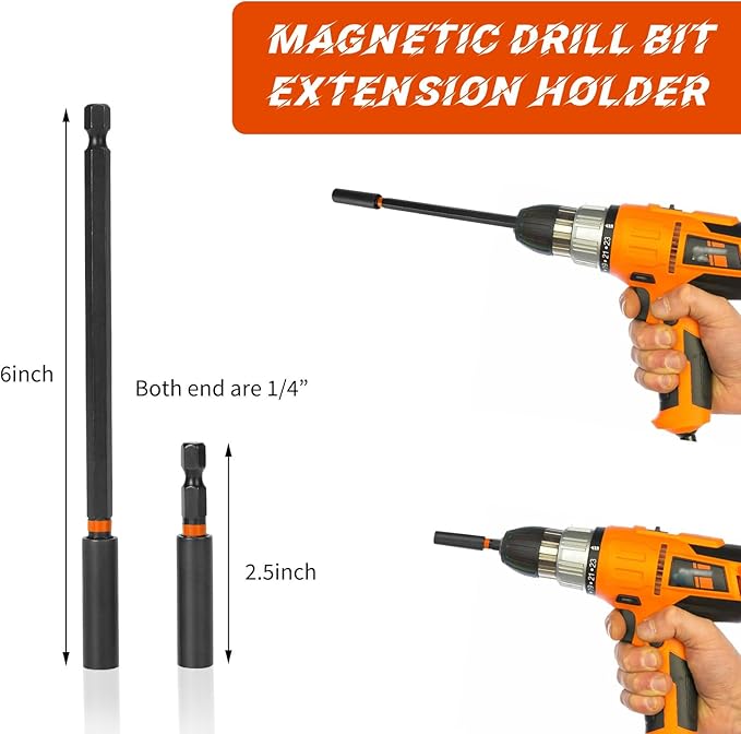 10 Pcs Impact Driver Bit Adapter Set,5 PCS Strong Magnetic Screwdriver Bit Holder 2.4 Inch Extension + 6Inch Magnetic Screwdriver Bit Holder Extension + 3Pcs Socket Adapter Set With Tough Case