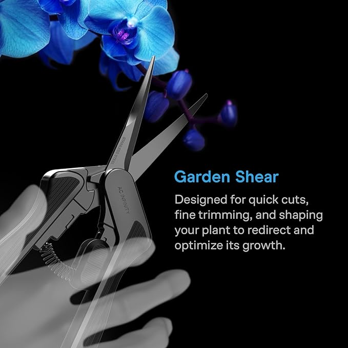 AC Infinity 6.6??Stainless Steel Curved Pruning Shear 2-Pack, Lightweight Ergonomic Design, Curved Precision Blades with Nonstick Teflon Coating for Gardening, Hydroponics, Grow Tents