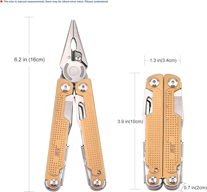 SQT Multitool, Gifts for Men, Foldable & Self-Locking, Professional Multitool for DIY, Outdoor Camping, and Home Repairs... (SQT2048-Glod)