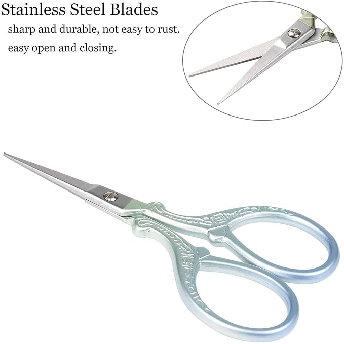 BIHRTC 3.6 Inch Small Embroidery Scissors Sharp Stainless Steel Needlepoint Scissors DIY Tool Dressmaker Shears for Sewing Crafting Needlework Houshold