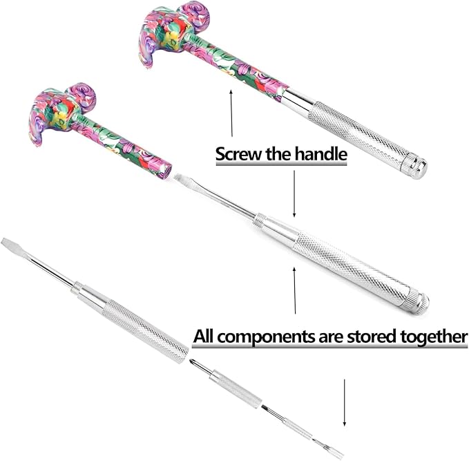 6-in-1 Multifunctional Metal Flower Hammer & Screwdriver Tool Set, Slotted/Flat Head Phillips Screwdriver Nail Puller with Non Slip Handle, Best Gift for Sweetheart (pink)