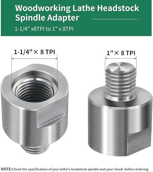 Lathe Spindle Adapter,Lathe Headstock Spindle Adapter,Converts 1-1/4" x 8TPI to 1" x 8TPI for Woodworking Lathe