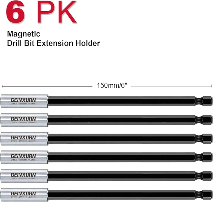 6Pc 6Inches Screwdriver Bit Holders, Cr-V Extension Socket Drill Bit Magnetic Holder Hex Shank Quick-Change Drill Bit Guide