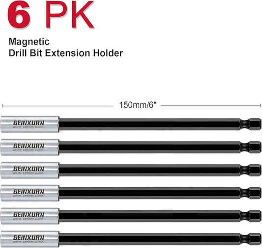 6Pc 6Inches Screwdriver Bit Holders, Cr-V Extension Socket Drill Bit Magnetic Holder Hex Shank Quick-Change Drill Bit Guide