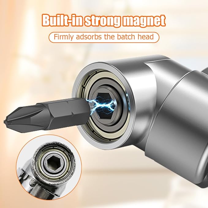 105 Degree Right Angle Drill Bit Holder, 2025 New Corner Tool Screw Hub with Multi-function Bend Screwdriver Bit, Angle Extension Bit Kit with 12 Screwdriver Bits for Household Work (Short)
