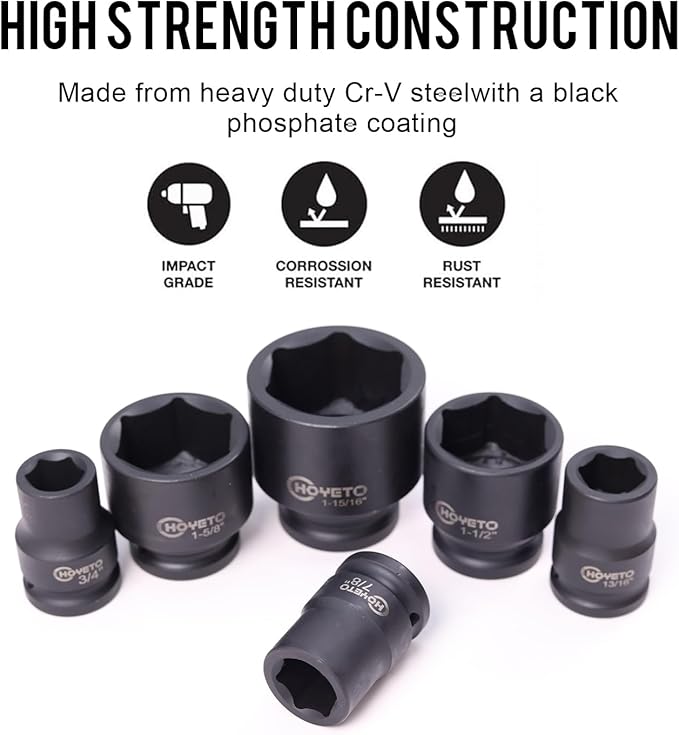 29-Piece 3/4" Drive Impact Socket Set, SAE 3/4" to 2-1/2", 6-Point Design, Rugged Construction, with Heavy-Duty Storage Case ??Ideal for Auto Repair & Household Use