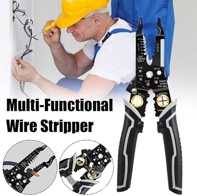 Generic szhdxsy Multifunctional Wire Cutter and Stripper, 9-in-1 Wire Stripper Tool, Crimper, Cable Tool with Stripping, Cutting, and Crimping Functions, Wire Splitting and Winding