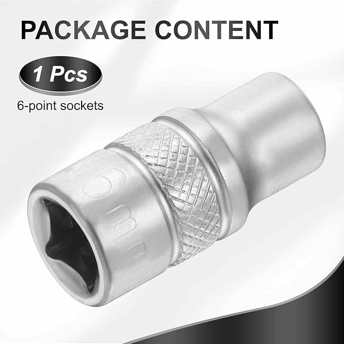 HARFINGTON 6 Points Deep Socket 1/4" Drive 6mm Deep Metric CR-V Steel Polished Nickel Plating Flip Sleeve 25mm / 1" Extra Long Socket Tool for Home Auto Nuts Bolts Repair