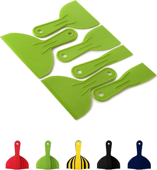 Bates Plastic Putty Knife Set, 6 Pack - Green, Paint Scraper, Spackle Tool, Spreader