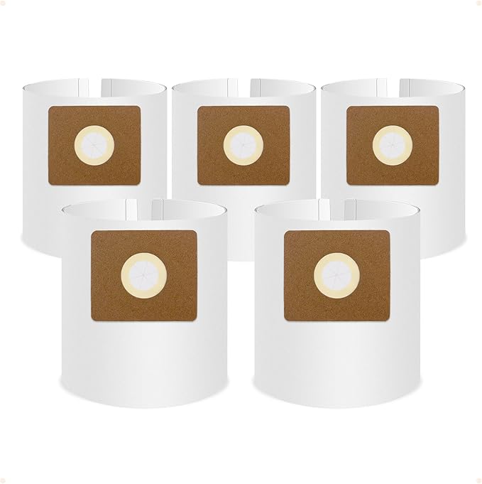 5 Pack Vacuum Bags Replacement for Shop Vac Bags 2-2.5 Gallon Type B 90668 9066800 9066833, All Around EZ QAM70 and CMXZVBE38774, PETOX High-Efficiency Disposable Vaccum Collection Filter Bags