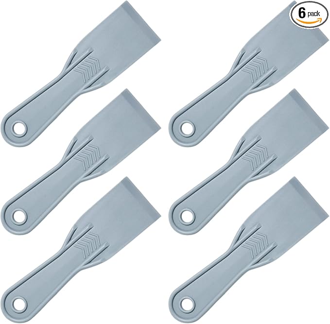 6 Pcs Flexible Plastic Paint Scraper, 2 Inch Plastic Putty Knife Flexible Knives for Taping Drywall Wall Painting Spackling Patching Spreading Painting Wall Scratching
