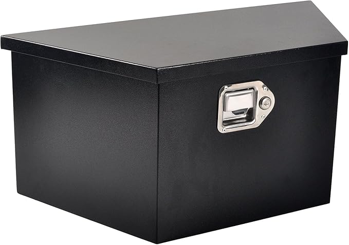 26 Inch Steel Tongue Tool Box with Lock and 2 Keys, Underbody Storage Truck Bed Organizer Toolbox for Trailer Pickup RV, Job Tool Chest, 26 X 13.3 X 12 Inch, Black
