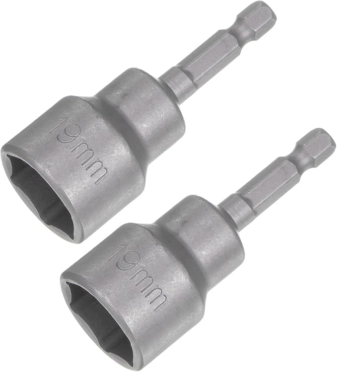 uxcell 19mm Magnetic Hex Socket 64mm/2.52", 1/4" Hex Shank Magnetic Power Nut Driver Set CR-V Quick-Release Extensions for Impact Drill Nut Setters Socket Wrench Screw, 2 Pcs