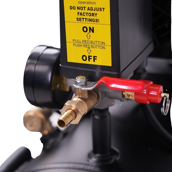 MZB 6.4 Gallon Ultra Quiet Air Compressor 110V/60Hz 1.5HP 7.41CFM MAX 115PSI Steel Tanks Oil-Free 70dB Noise Level Air Compressor with Wheels for Spray Painting, Auto Repair, Carpentry Decoration