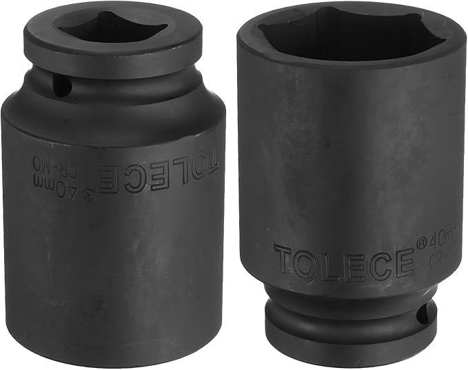 uxcell 3/4-Inch Drive 40mm 6-Point Deep Impact Socket, CR-MO Steel 78mm Length, Metric Sizes