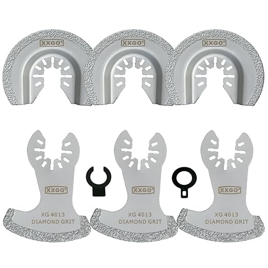 XXGO 6 Pcs Diamond Oscillating Multi Tool Saw Blades for Grit Grout Removal XG6002D