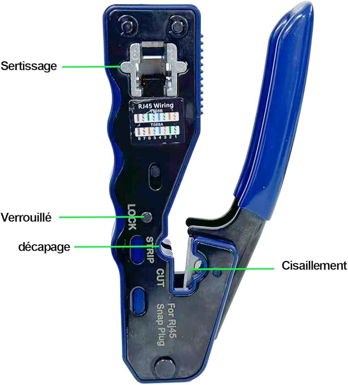Elfcam - Ergonomic 3-Cut Stripping Pliers, 3 in 1 Stripping and Stripping Pliers for Fiber Optics from 125關m to 250關m Single-Mode and Multimode (CS-08)