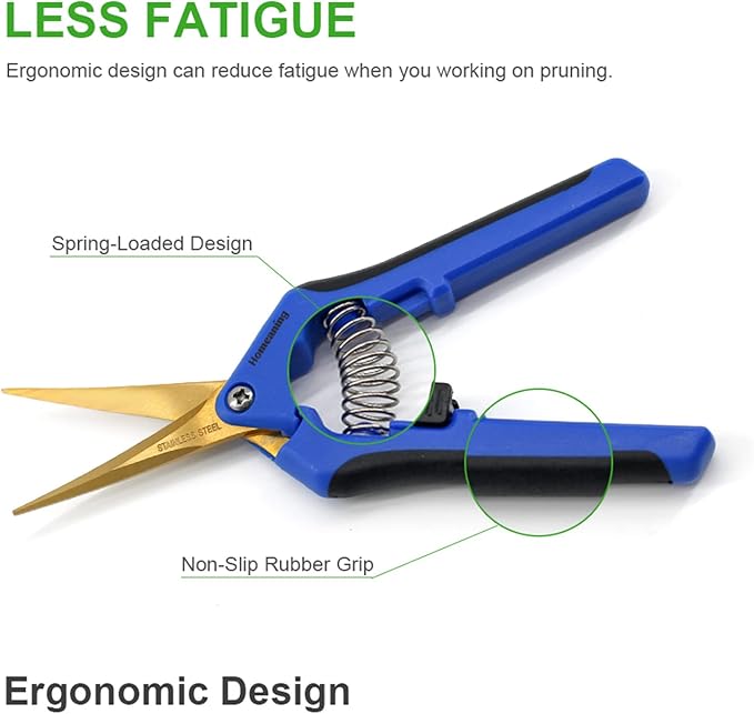 3 Packs Garden Pruning Shears with Curved Blades Trimming Scissors, Gardening Hand Pruning Snips Titanium Coated Precision Bonsai Pruning Shears, Convenient Flower Cutters(Blue)
