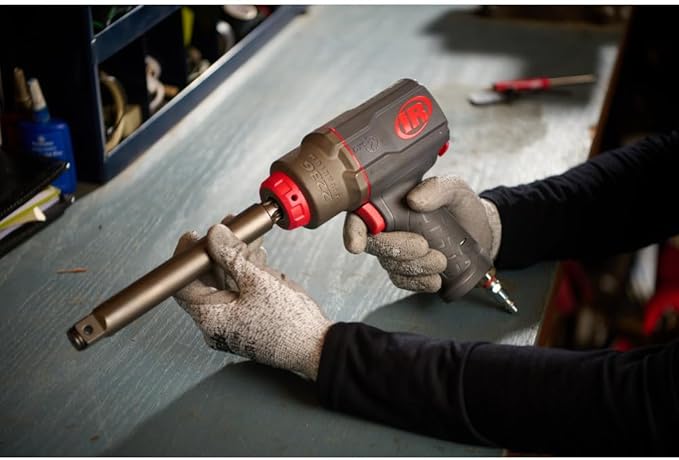 Ingersoll Rand 2236QTIMAX-2 DXS2 1/2" Air Impact Wrench, 2" Extended Anvil, Quiet, 1500 ft-lb Torque, Titanium Hammercase, Friction Ring Retainer, Pistol, Interchangeable Anvil, Multi-functional Tool