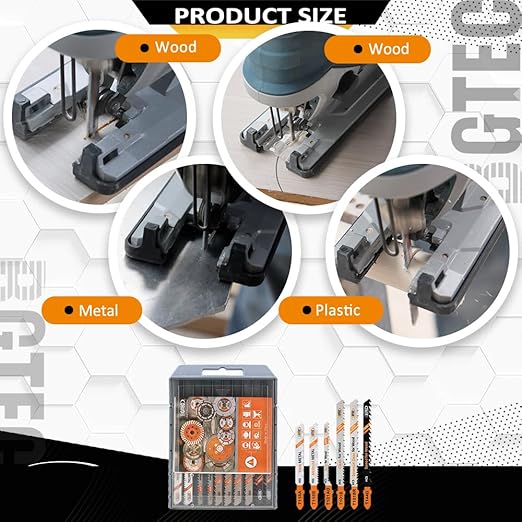 5PCS T Shank Jigsaw Blades Set - BGTEC HCS(SK5) Jig Saw Blades for Wood, Plastic Cutting(T144D)