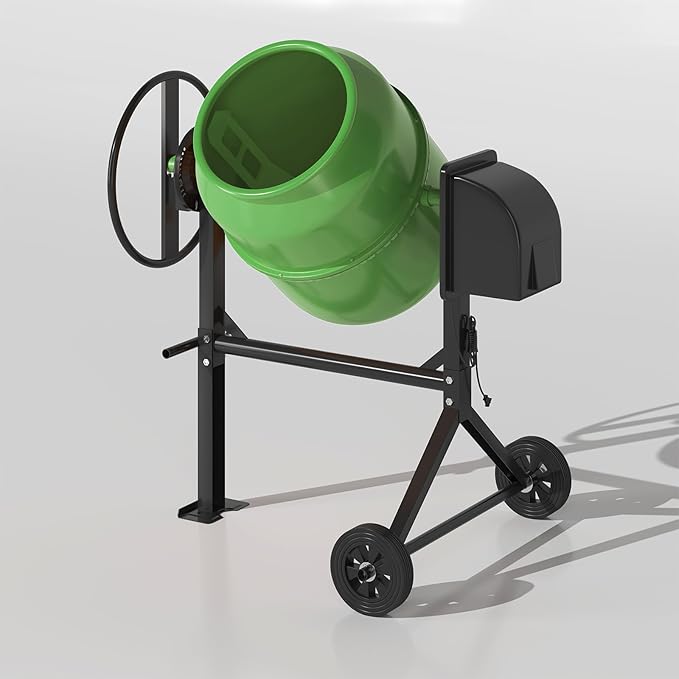 6.0 Cu.Ft. Concrete Mixer, Heavy Duty Portable Concrete Mixer with Wheel & Stand, Electric Cement Mixer Machine with 160L Drum, 120V Motor for Concrete, Mortar,Seeds, and Feed,Green.