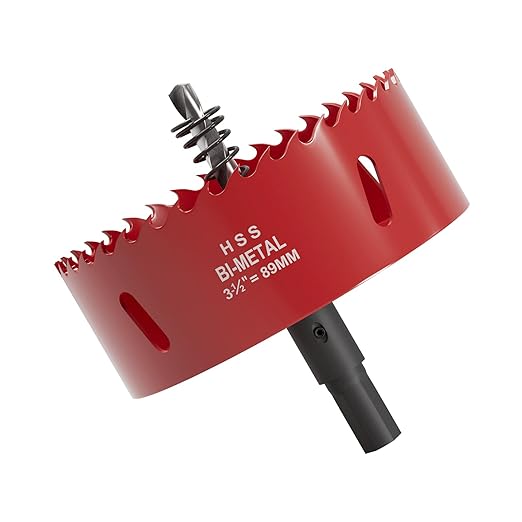 3-1/2" (89mm) Bi-Metal M42 High Speed Steel Hole Saw with Pilot Drill Bit, Smooth Cutting Edge for PVC, Drywall, Wood, Plastic, Gypsum Board, Rubber, Thin Metal