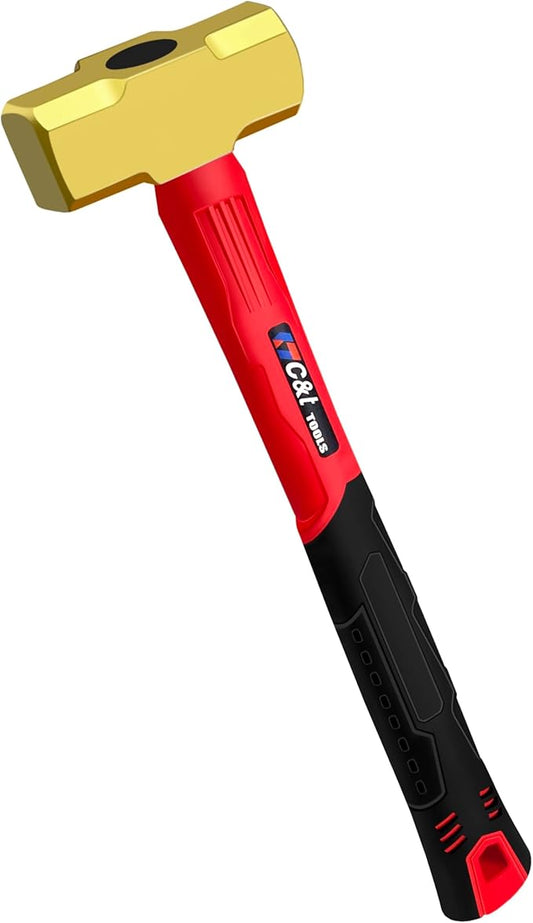 C&T 2lb Brass Sledge Hammer,Non-Sparking, Comfortable Fiberglass Handle,2-Pounds,Non-Magnetic,Corrosion Resistant