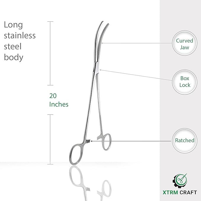 Pean Hemostat Straight and Curved Multipurpose Locking Tweezer Clamps Serrated, Stainless Steel - Hemostats for Nurses, Fishing Forceps, Crafts and Hobby