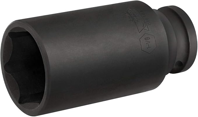 Jetech 1/2 Inch Drive 1-1/8 Inch Deep Impact Socket, Made with Heat-Treated Chrome Molybdenum Alloy Steel, 6-Point Design, SAE