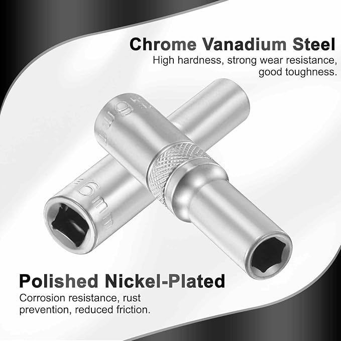 HARFINGTON 6 Points Deep Socket 1/4" Drive 6mm Deep Metric CR-V Steel Polished Nickel Plating Flip Sleeve 50mm / 2" Extra Long Socket Tool for Home Auto Nuts Bolts Repair