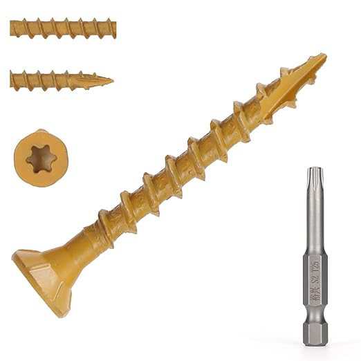 Wood Screws #8 x 1-1/2?쇺? T25 Star Torx Drive Flat Head Deck Screws, Tan, 165Pcs (1lb)