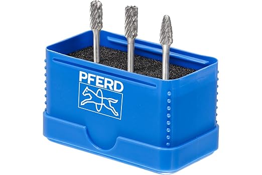 PFERD 3-Piece Carbide Bur Set ??Micro Cut, 1/8" Shank, Precision Grinding & Deburring, Includes Plastic Case - Part 27550