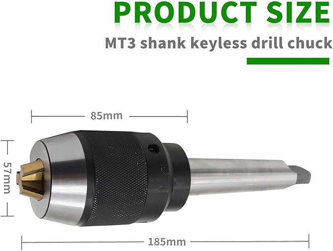 1/8"-5/8" Heavy Duty MT3 Shank Lathe Keyless Drill Chuck Special Titanium Jaws
