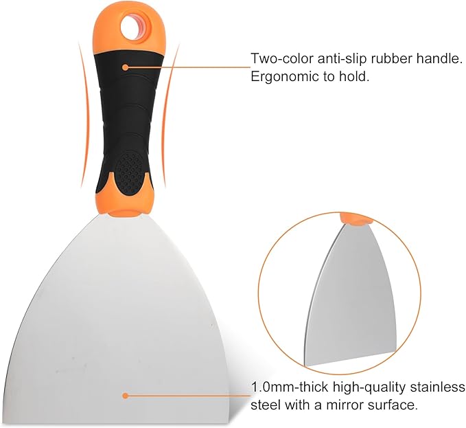 2-Piece Spackle Knife Set竊?"竊똞nd 6" Professional Putty Knives - Paint Scraper and Drywall Tools for Wall Repair-WEGAZ