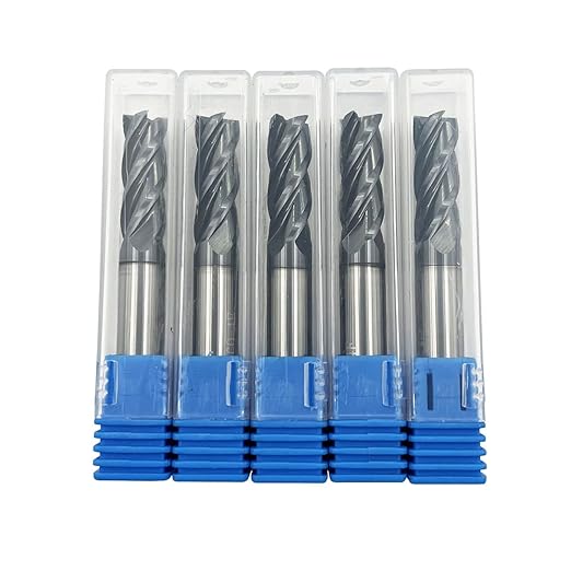 5PCS 5/16" Carbide Square End Mill Bits Set, Milling Bits Cutter 5/16 Carbide End Mills for Alloy Steels/Hardened Steels, HRC 45 Deg Single End 4 Flute AlTiN Coating