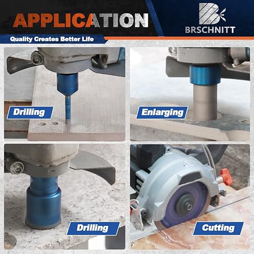 Diamond Core Drill Bit Set - BRSCHNITT Tile Hole Saw Kit 1/4 * 2" 5/16" 1" 1-3/8"2" & 4/5" Finger Bit & for Porcelain Tile Ceramic Marble Granite Diamond Blade
