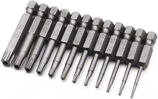 aiyun 12-Piece Security Bits, 2 Inch long S2 Steel Magnetic Security Screwdriver Set, 6 Point Star Driver Bit Set Screwdriver for Shark Vacuum T5-T40 (50mm)