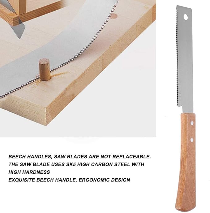 Japanese Woodworking Hand Saw, 12 Inch Wooden Handle Flexible Blade Small Pull Saw Fine-toothed Precision Cut Saw Straight Handle Pruning Flush Cut Saw