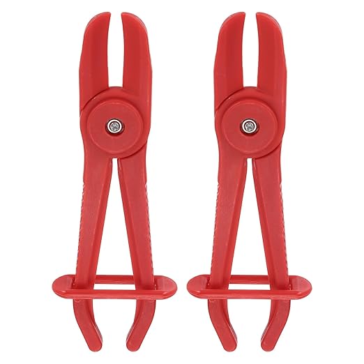 uxcell 2Pcs Hose Clamp Pliers, 7.3" Hose Pinch Off Pliers Plastic Straight Line Pinch Clamps Plier for 0-1.5 Inch Width Automotive Radiator Fuel Brake Gas Lines, Red