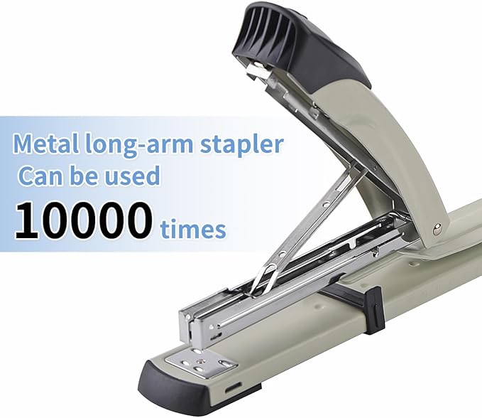 Long Reach Stapler,with 2000 Staples & Stapler Remover Full Strip竊?0-25 Sheet Capacity,with Built-in Ruler and Adjustable Locking Paper Guide, Gray