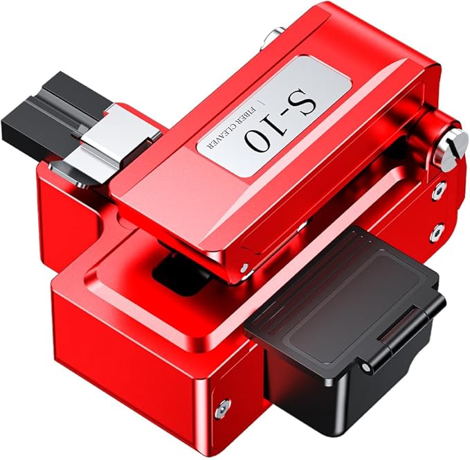 High Precision Fiber Optic Cleaver - Automatic One-Step Fiber Cutting Tool with ??.6째 Precision, 24-Point Tungsten Blade & Detachable Waste Box, 58,000+ Cuts