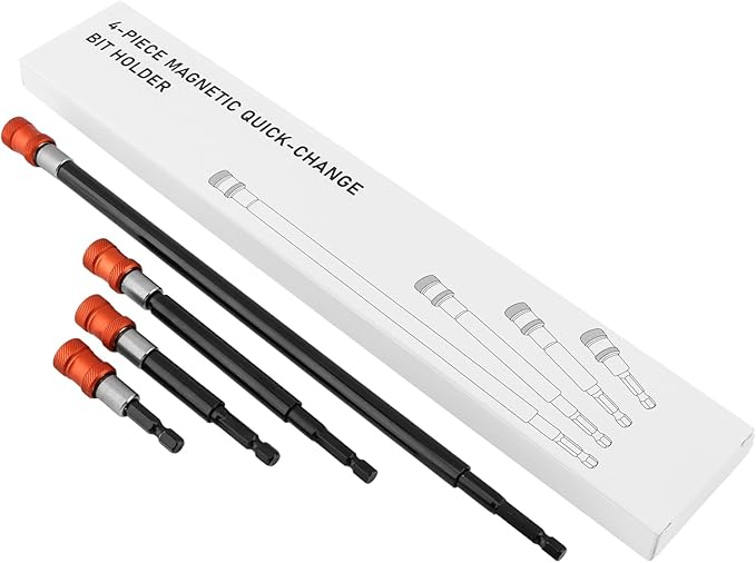Drill Bit Extension 2-3/8", 4", 6", 12", 4-Piece Magnetic Drill Screwdriver Bit Holder Extender with Aluminum Sleeve, 1/4 Inch Hex Shank Quick Release Extension Adapter(SIZE:4pcs)