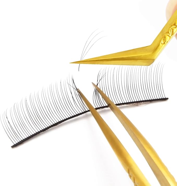 FEITA Diamond Grip Eyelash Extensions Tweezer Lash Precision Tweezers, Japanese Steel Dolphin-shaped Tip, False Lashes Application Tools, Gold 1Pc