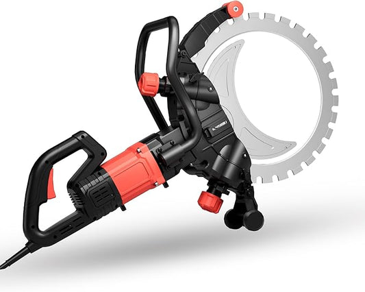 Ring Concrete Saw, Concrete Saw, 220V/8800W Concrete Cutter Saw, Brushless Electric Wall Grooving Cutting Machine Chaser, With Water Fed Dust Suppression for Slotting Brick Granite Marble Concrete Gro